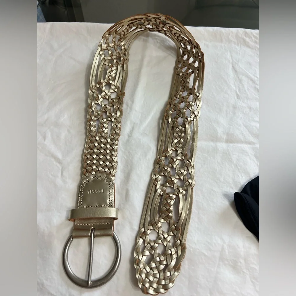 Fossil Classic Accessory Gold Leather Belt